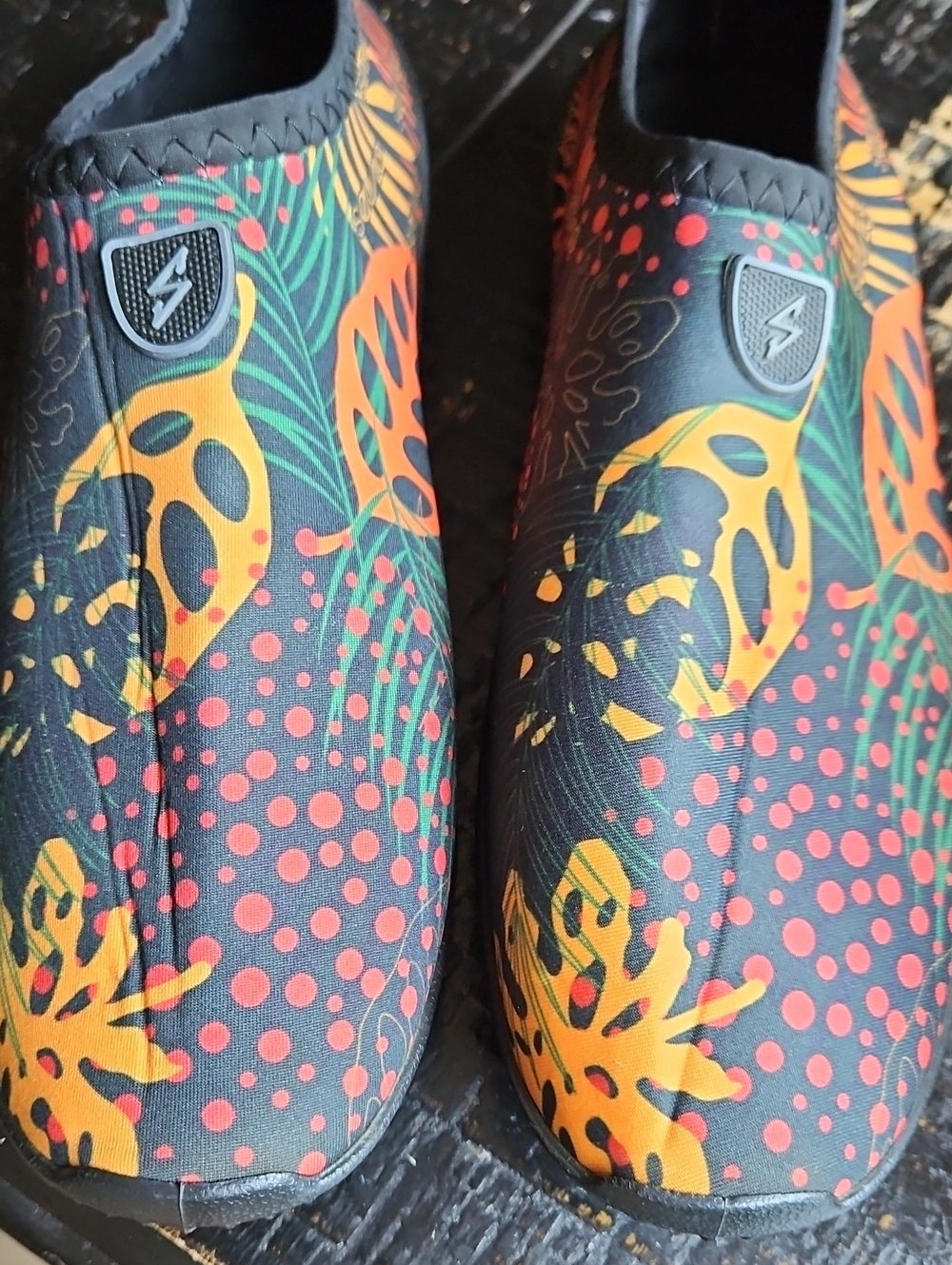 Women’s Slip-On Floral Water-Ready Sneakers in Black and Yellow